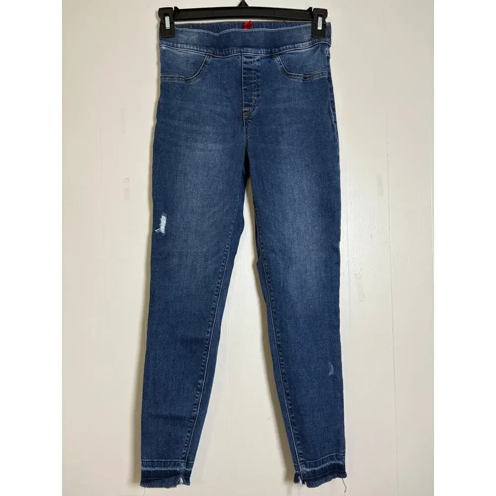 Spanx Medium Raw Hem Pull On Stretch Skinny Straight Leg Jeggings - Picture 1 of 6